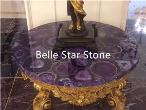 Purple Agate Backlit Semiprecious Stone Table Tops