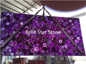 Purple Agate Backlit Semiprecious Stone Table Tops