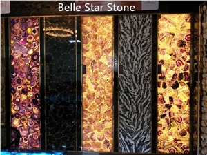Purple Agate Backlit Semiprecious Stone Table Tops