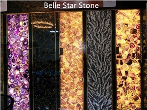 Purple Agate Backlit Semiprecious Stone Table Tops