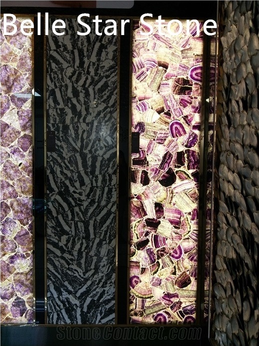 Purple Fluorite Precious Stone Fireplace Surrounds