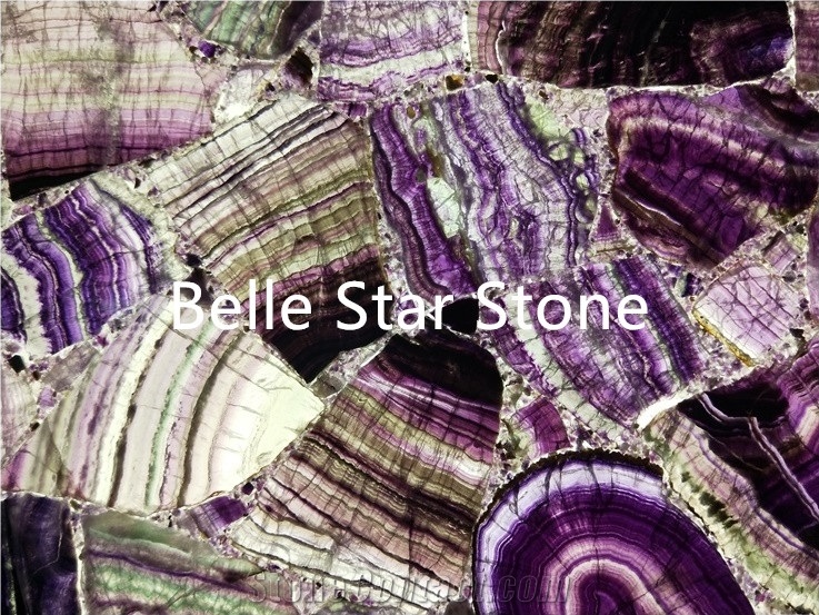 Purple Fluorite Precious Stone Fireplace Surrounds