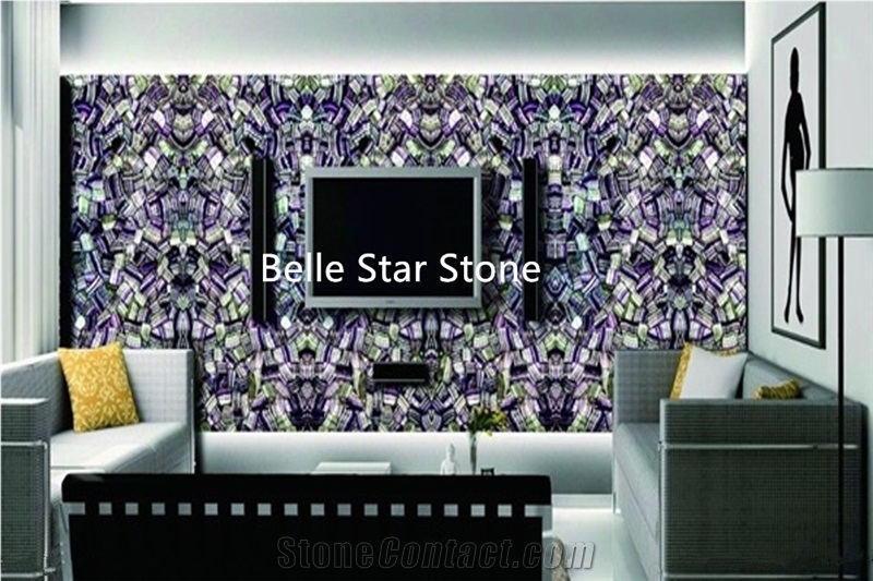 Purple Fluorite Semi Precious Stone Decor Counters