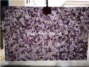Purple Quartz Backlit Semiprecious Stone Slabs