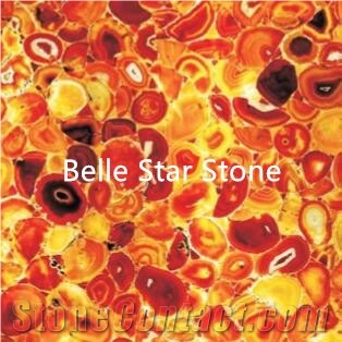 Red Agate Backlit Semiprecious Stone Decor Tables