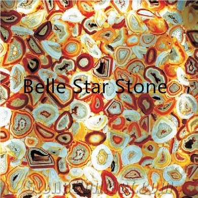 Red Agate Backlit Semiprecious Stone Decor Tables
