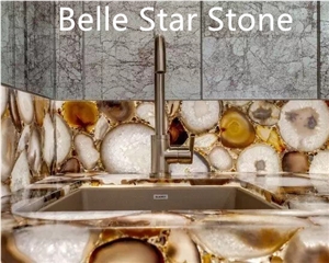 Sardonyx Agate Backlit Gemstone Kitchen Countertop
