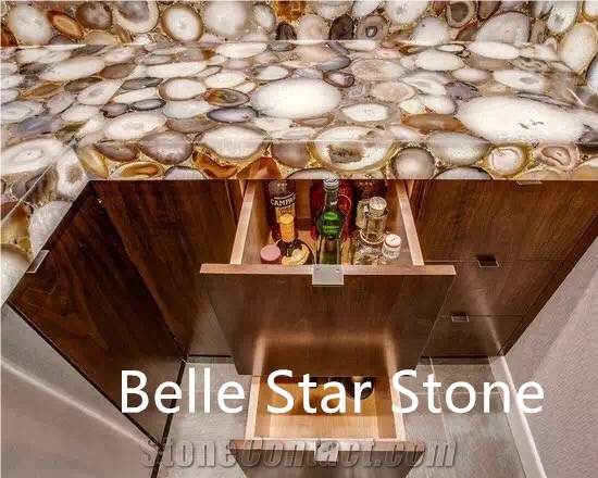 Sardonyx Agate Backlit Gemstone Kitchen Countertop