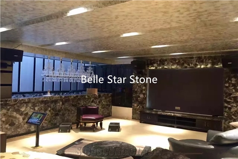 Smoky Crystal Semiprecious Stone Counter/Wall Slab