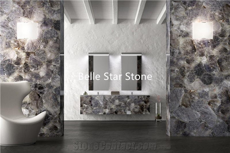 Smoky Crystal Semiprecious Stone Counter/Wall Slab
