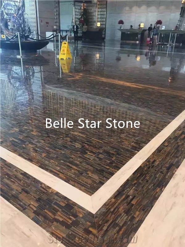 Tiger"S Eye Gemstone Hotel Lobby Wall Slabs &Tiles