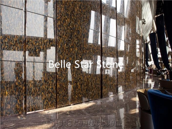 Tiger"S Eye Gemstone Hotel Lobby Wall Slabs &Tiles