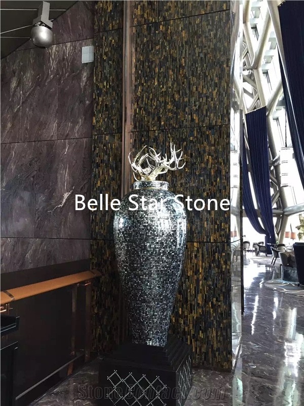 Tiger"S Eye Gemstone Hotel Lobby Wall Slabs &Tiles