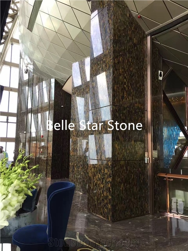 Tiger"S Eye Precious Stone Hotel Flooring Tiles