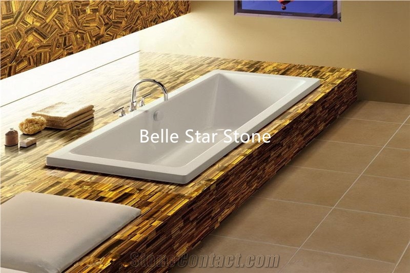 Tiger"S Eye Precious Stone Hotel Flooring Tiles