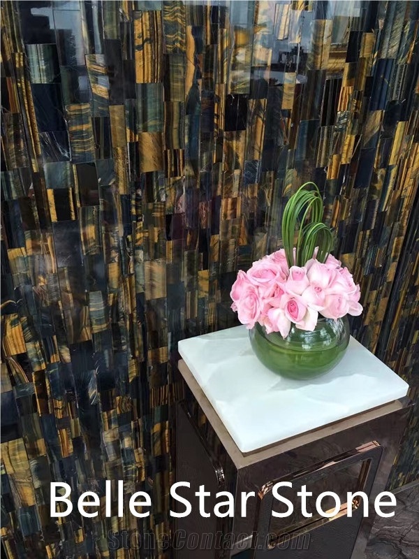 Tiger"S Eye Precious Stone Hotel Reception Counter