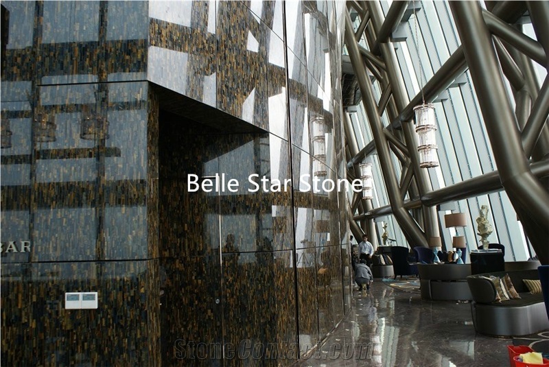 Tiger"S Eye Semiprecious Stone Hotel Floor Tiles