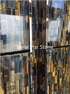 Tiger"S Eye Semiprecious Stone Kitchen Backsplash