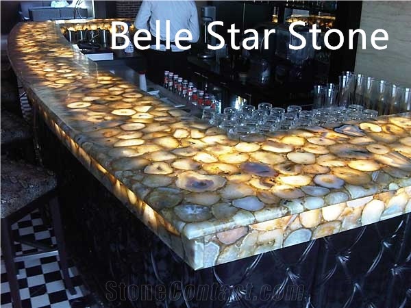 Yellow Agate Backlit Gemstone Bar/Club Counters