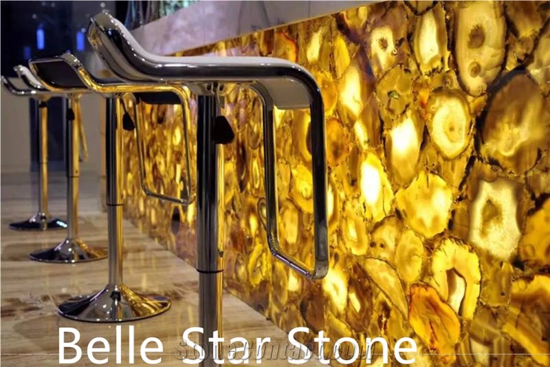 Yellow Agate Backlit Gemstone Bar/Club Counters