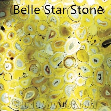 Yellow Agate Backlit Precious Stone Bar Countertop