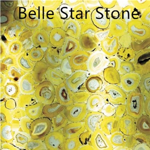 Yellow Agate Backlit Precious Stone Bar Countertop