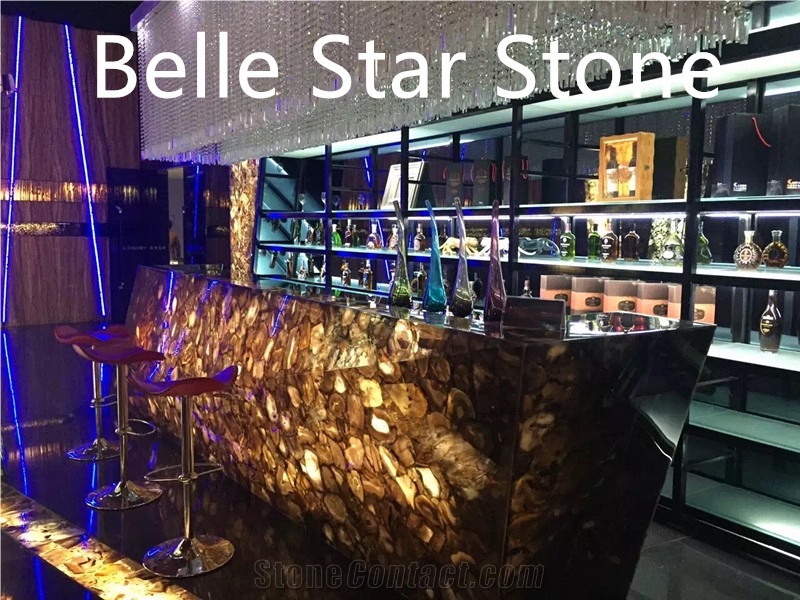 Yellow Agate Backlit Semiprecious Stone Counters