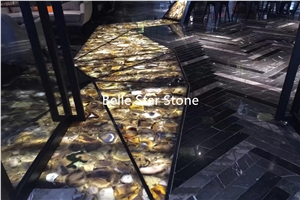 Yellow Agate Backlit Semiprecious Stone Floor Tile