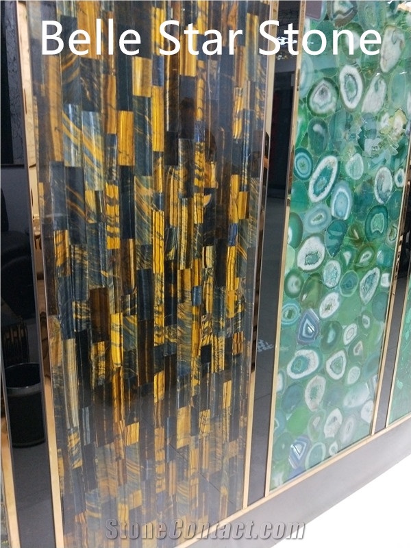 Yellow Crystal Semiprecious Stone Slabs & Tiles