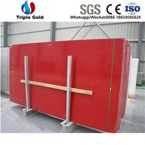Artificial Man-Made Crystal Red Marble Tiles Slabs