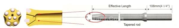 22*108Mm Taper Drill Rods For Granite And Marble Quarry