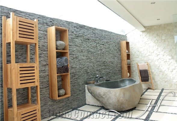 Bali Bathtub River Stone Basalt