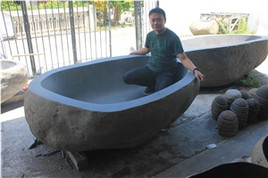 Bali Bathtub River Stone Basalt