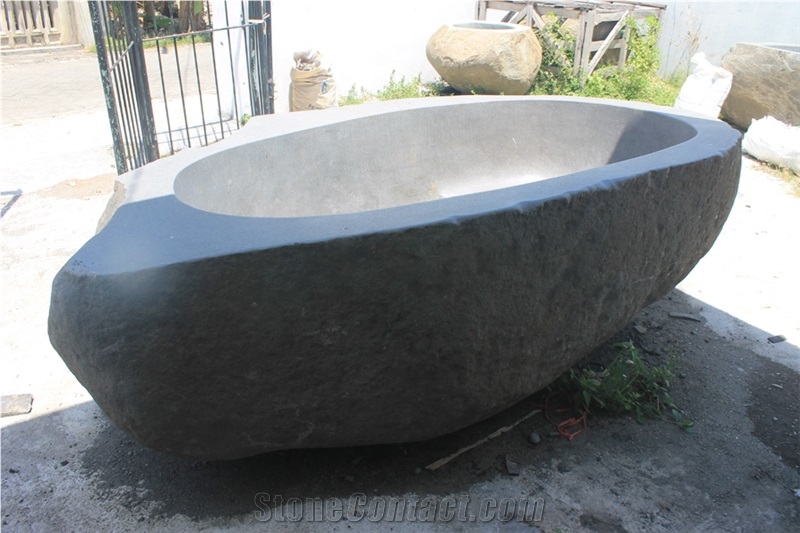 Bali Bathtub River Stone Basalt
