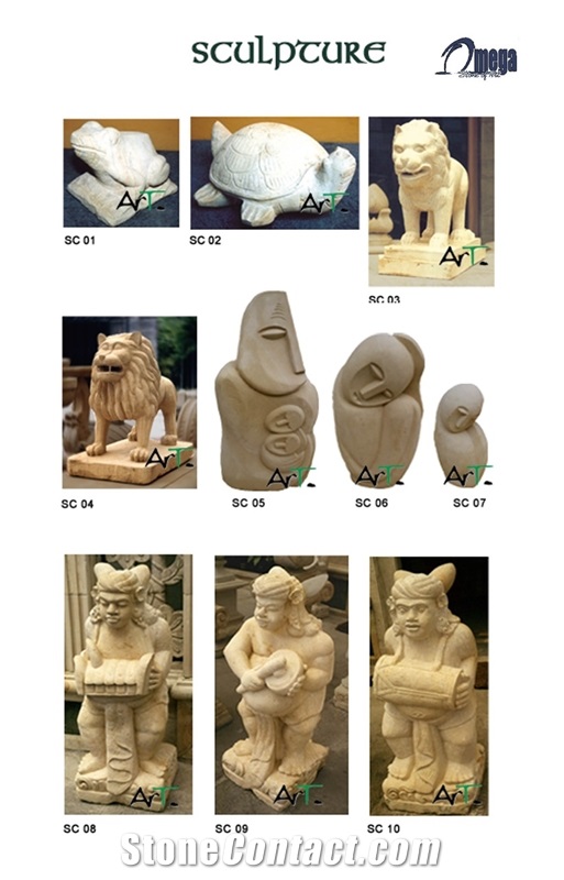 Bali Limestone Human and Animal Sculpture