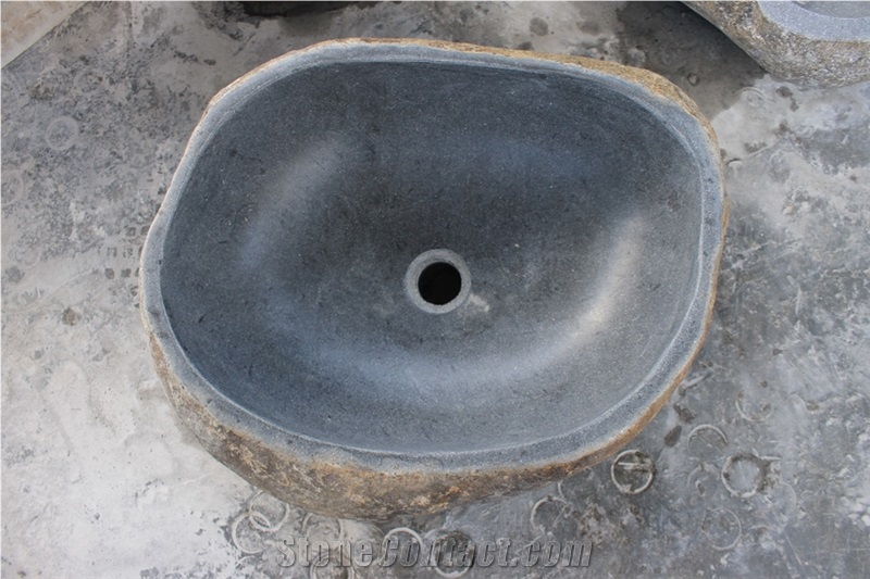Bali Sink River Stone Basalt Indonesia Sink
