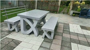 Granite Stone Garden Park Bench with Back