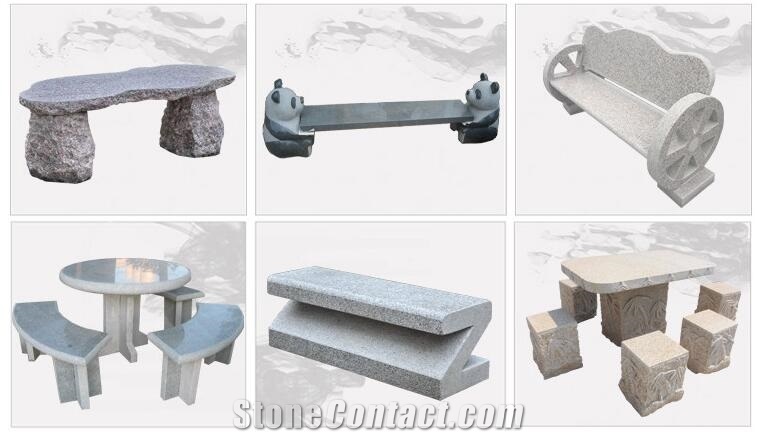 Granite Stone Garden Park Bench with Back