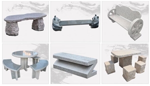 Granite Stone Garden Park Bench with Back