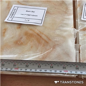 Faux Yellow Alabaster Stone Slab for Bar Counter