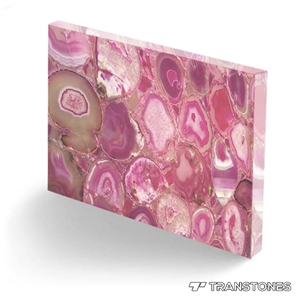 Pink Gemstone, Backlit Agate Slab for Wall Panels