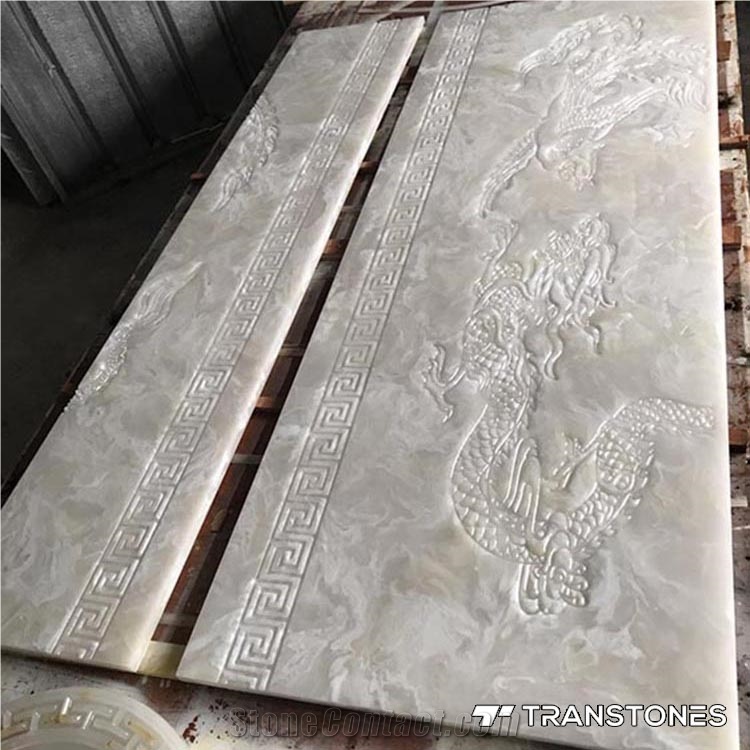 Translucent Wall Ceiling Faux Marble Stone Panels