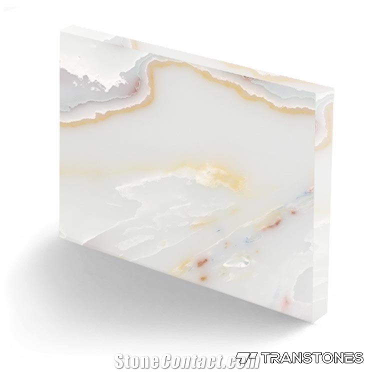 Translucent Yellow Veins Alabaster Slab