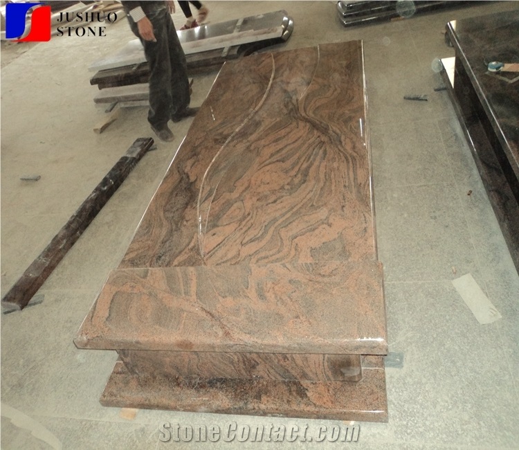 Polished Natural Stone Quarry Red Tombstone Design