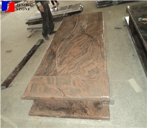 Polished Natural Stone Quarry Red Tombstone Design