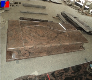 Polished Natural Stone Quarry Red Tombstone Design