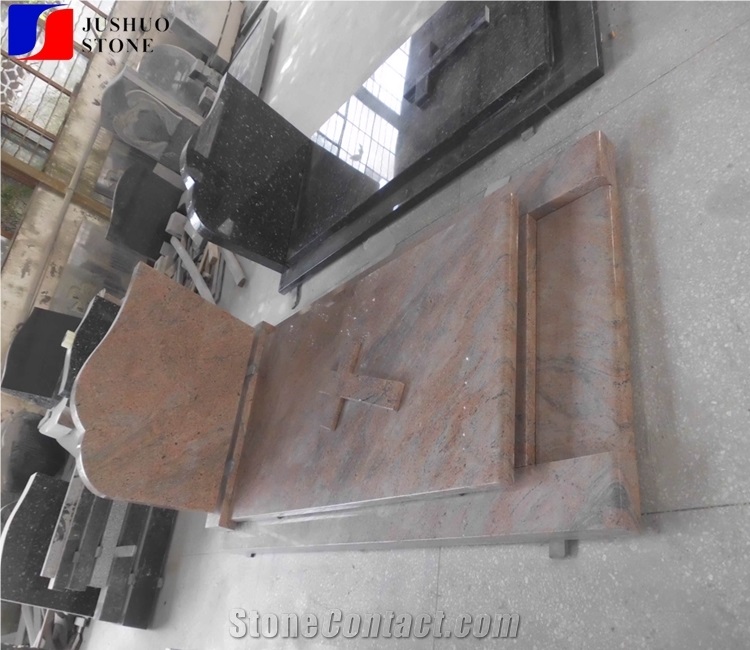 Polished Natural Stone Quarry Red Tombstone Design