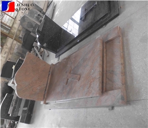 Polished Natural Stone Quarry Red Tombstone Design