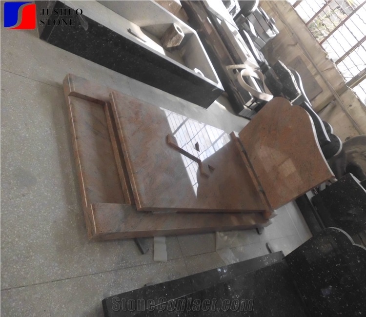 Polished Natural Stone Quarry Red Tombstone Design