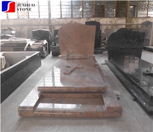 Polished Natural Stone Quarry Red Tombstone Design